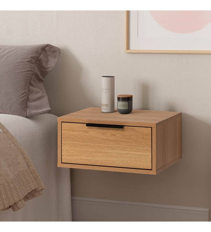 Mesita de Noche Flotante Roble Auran Top Mueble Ambiente