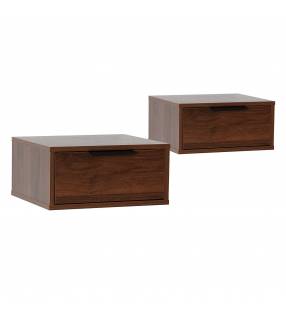 Pack 2 Mesitas de Noche Flotantes Nogal Auran Top Mueble