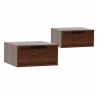 Pack 2 Mesitas de Noche Flotantes Nogal Auran Top Mueble