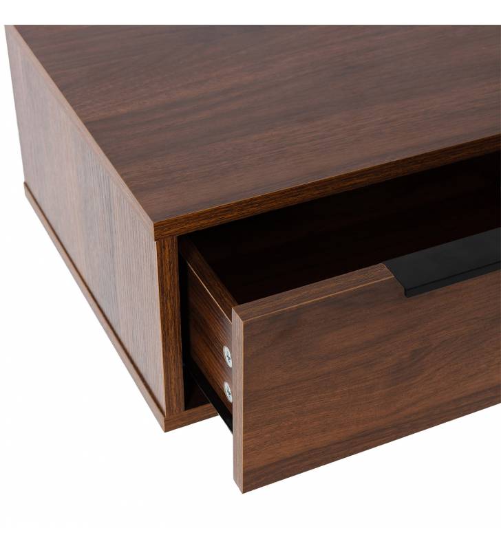 Mesita de Noche Flotante Nogal Auran Top Mueble Detalle