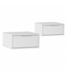 Pack 2 Mesitas de Noche Flotantes Blanco Auran Top Mueble