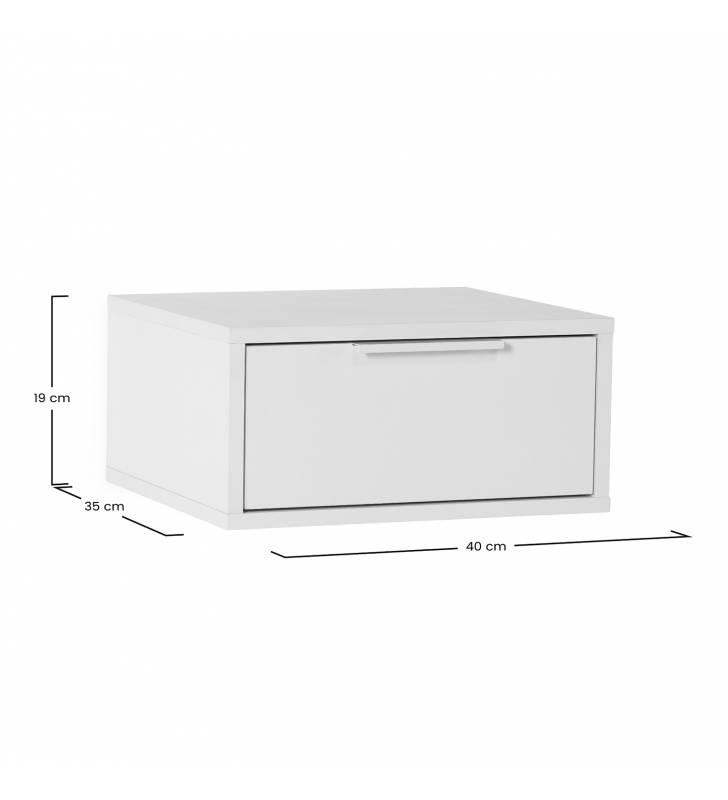 Mesita de Noche Flotante Blanco Auran Top Mueble Dimensiones