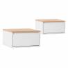 Pack 2 Mesitas de Noche Flotantes Blanco Roble Phoebe Top Mueble