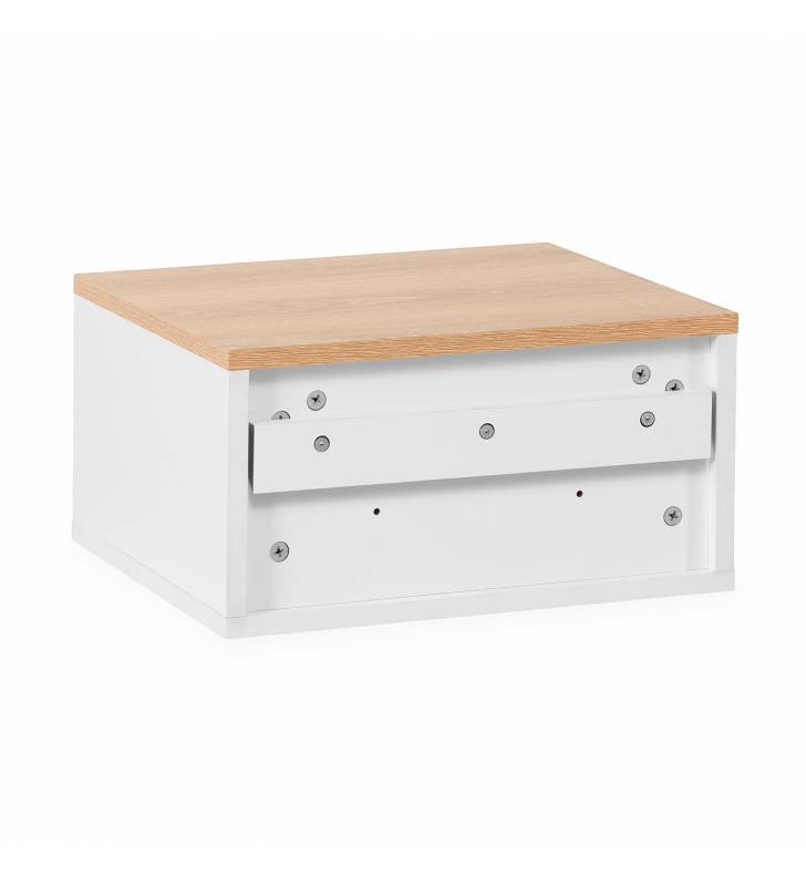 Mesita de Noche Flotante Blanco Roble Phoebe Top Mueble 5