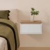 Mesita de Noche Flotante Blanco Roble Phoebe Top Mueble Ambiente