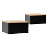 Pack 2 Mesitas de Noche Flotantes Negro Roble Phoebe Top Mueble