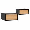 Pack 2 Mesitas de Noche Flotantes Negro Roble Adonis Top Mueble
