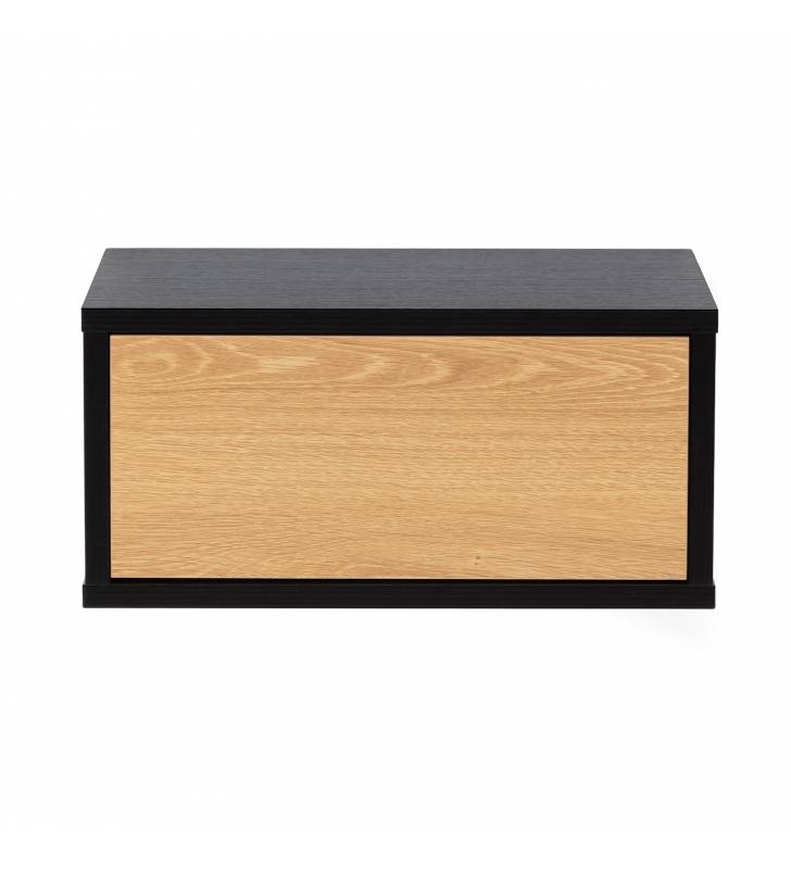 Mesita de Noche Flotante Negro Roble Adonis Top Mueble 3