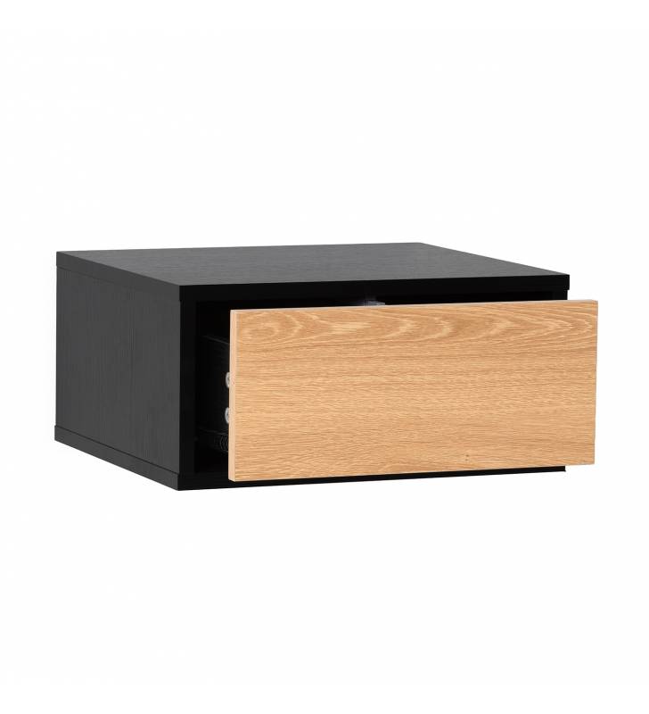 Mesita de Noche Flotante Negro Roble Adonis Top Mueble 2