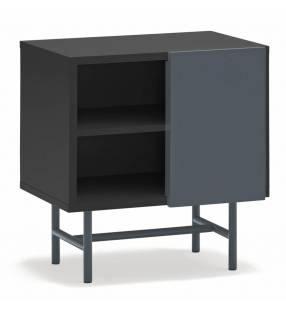 Mesita de Noche con Puerta Corredera Gris Antracita Nube Top Mueble