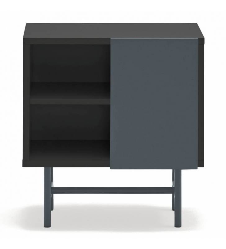 Mesita de Noche con Puerta Corredera Gris Antracita Nube Top Mueble 2