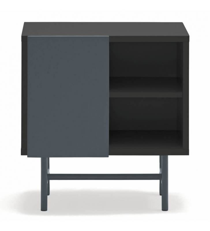 Mesita de Noche con Puerta Corredera Gris Antracita Nube Top Mueble 3