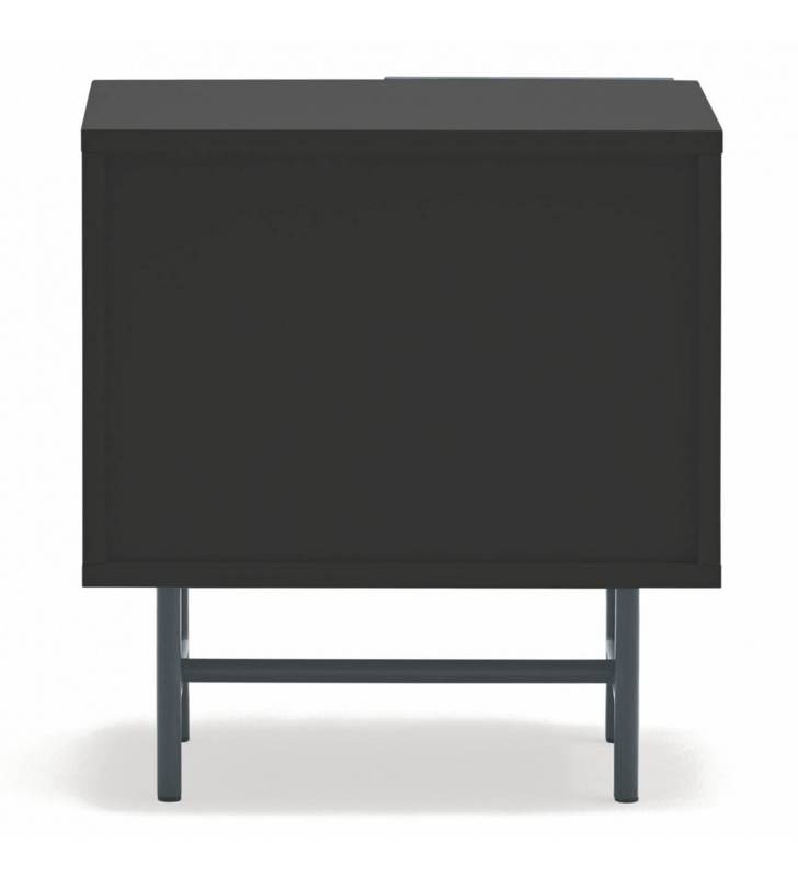 Mesita de Noche con Puerta Corredera Gris Antracita Nube Top Mueble 4