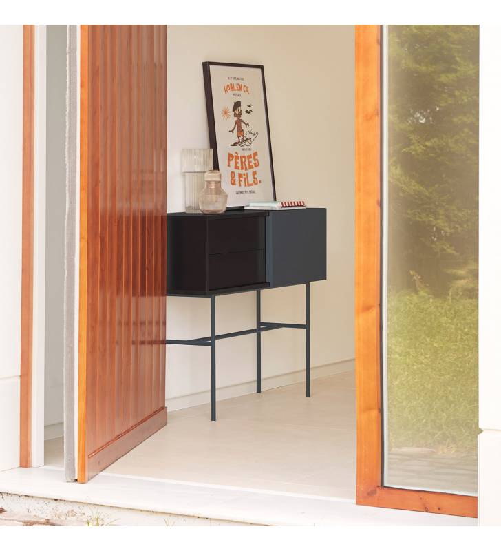 Consola Recibidor Puerta Corredera Gris Antracita Nube Top Mueble Ambiente