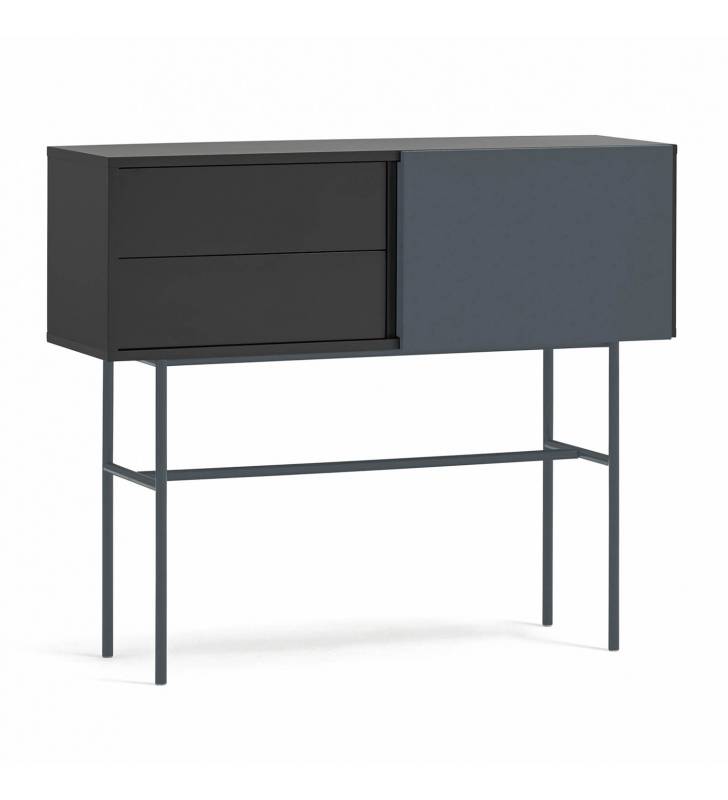 Consola Recibidor Puerta Corredera Gris Antracita Nube Top Mueble