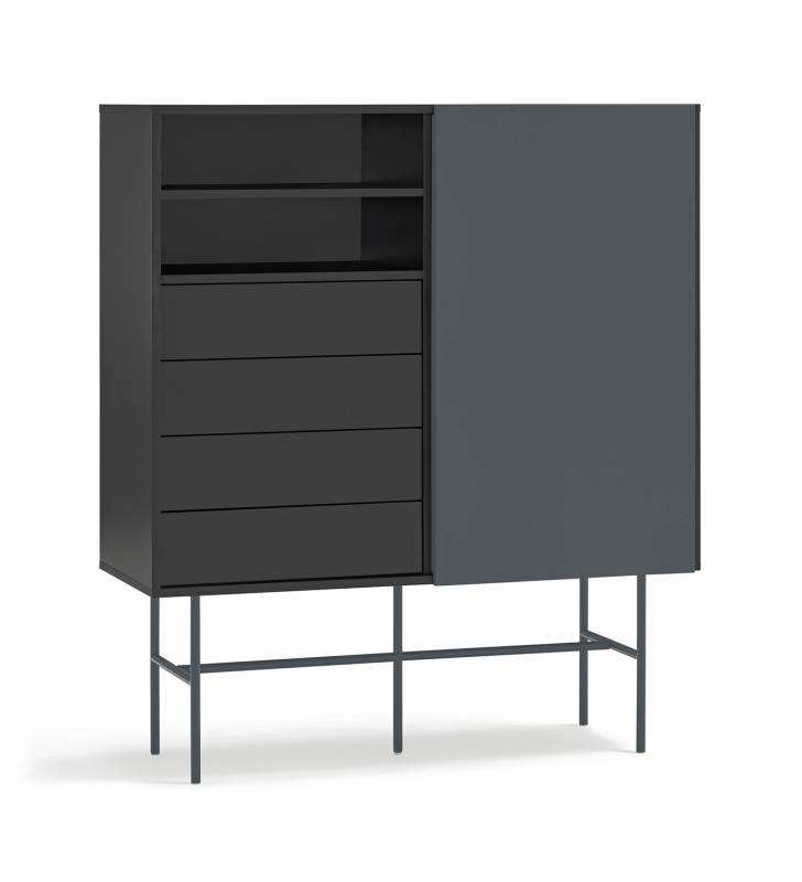 Mueble Auxiliar Puerta Corredera Gris Antracita Nube Top Mueble