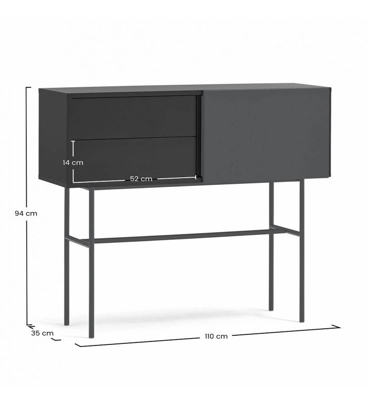Consola Recibidor Puerta Corredera Gris Antracita Nube Top Mueble Dimensiones