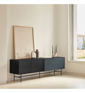 Mueble TV Puerta Corredera Gris Antracita Nube Top Mueble Ambiente