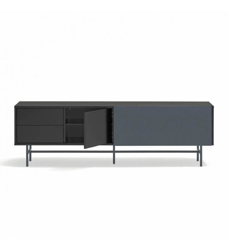 Mueble TV Puerta Corredera Gris Antracita Nube Top Mueble 4