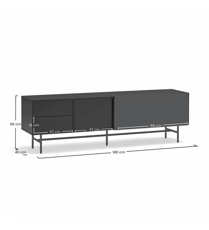 Mueble TV Puerta Corredera Gris Antracita Nube Top Mueble Dimensiones