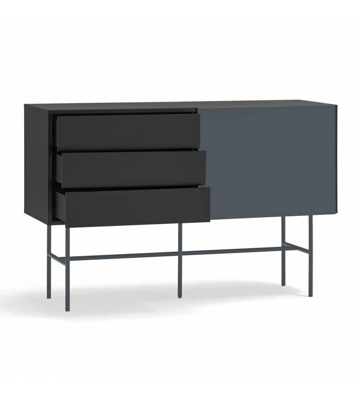 Aparador 140 cm Puerta Corredera Gris Antracita Nube Top Mueble 2