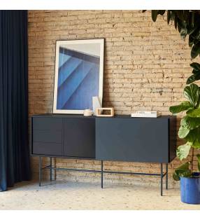 Aparador 180 cm Puerta Corredera Gris Antracita Nube Top Mueble Ambiente