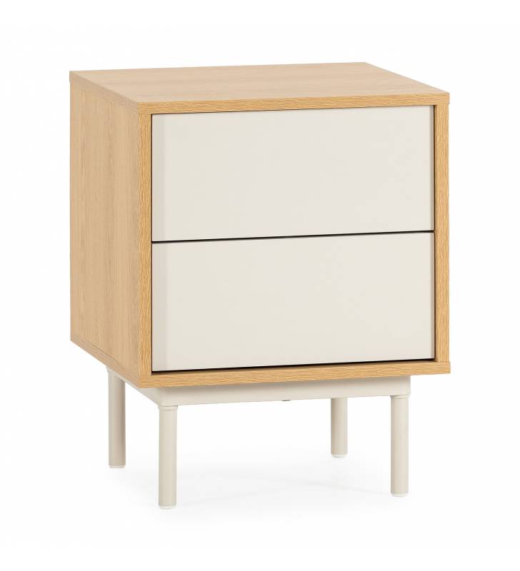 Mesita de Noche 40 cm Roble Gris Kamila Top Mueble