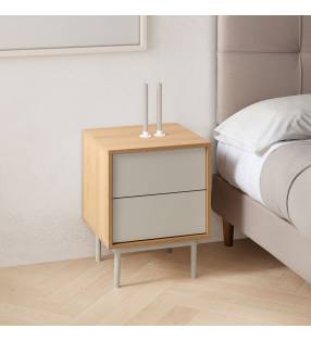 Mesita de Noche 40 cm Roble Gris Kamila Top Mueble Ambiente