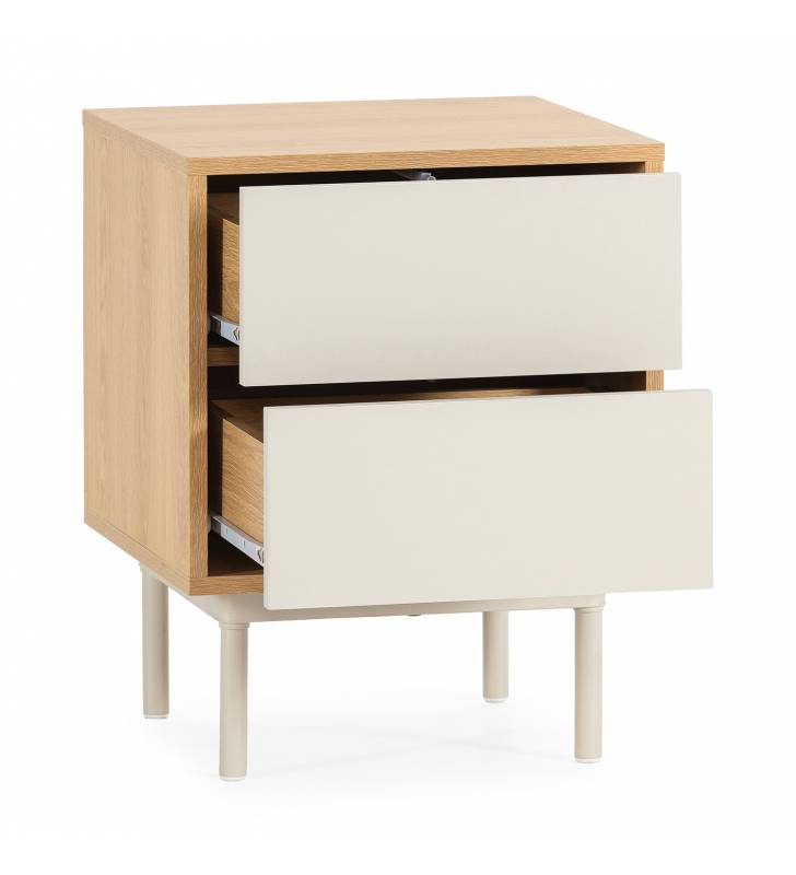 Mesita de Noche 40 cm Roble Gris Kamila Top Mueble 2