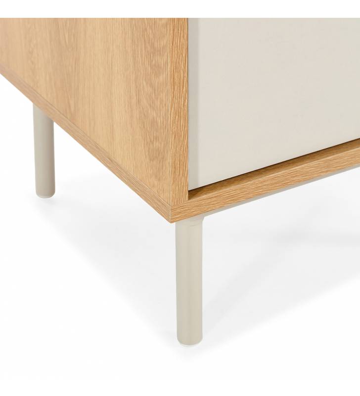 Mesita de Noche 40 cm Roble Gris Kamila Top Mueble Detalle