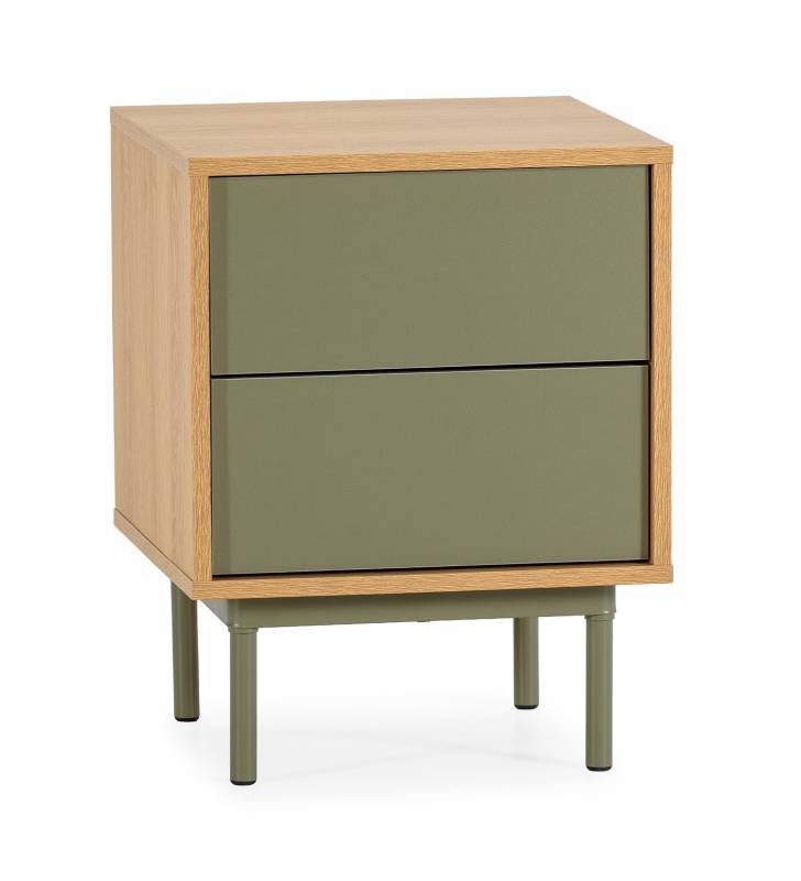 Mesita de Noche 40 cm Roble Verde Kamila Top Mueble