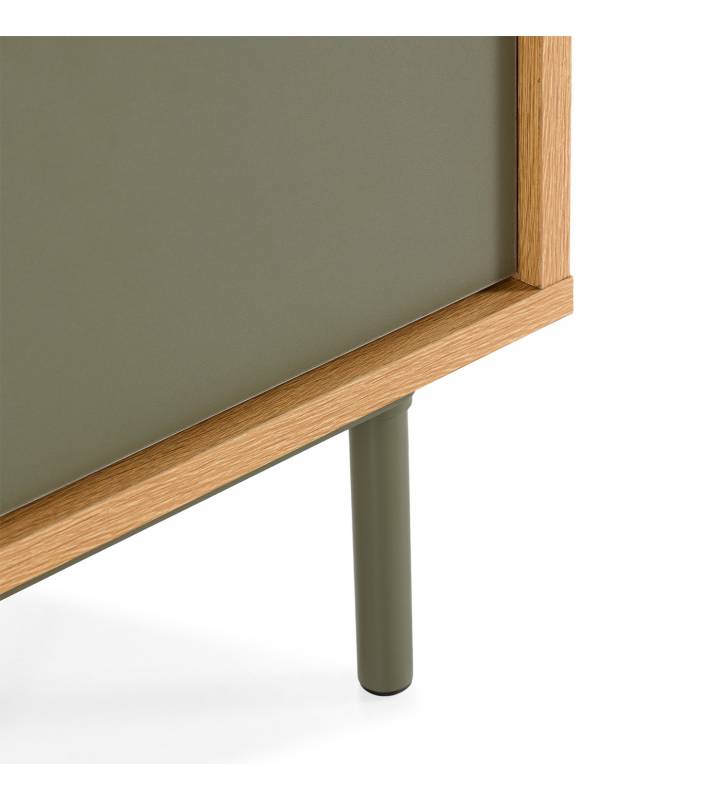 Mesita de Noche 40 cm Roble Verde Kamila Top Mueble Detalle