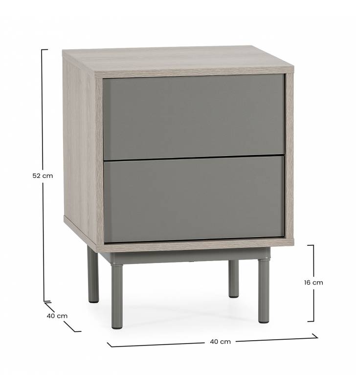 Mesita de Noche 40 cm Roble Verde Kamila Top Mueble Dimensiones