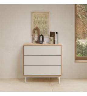 Cómoda 80 cm Ancho Roble Gris Kamila Top Mueble Ambiente