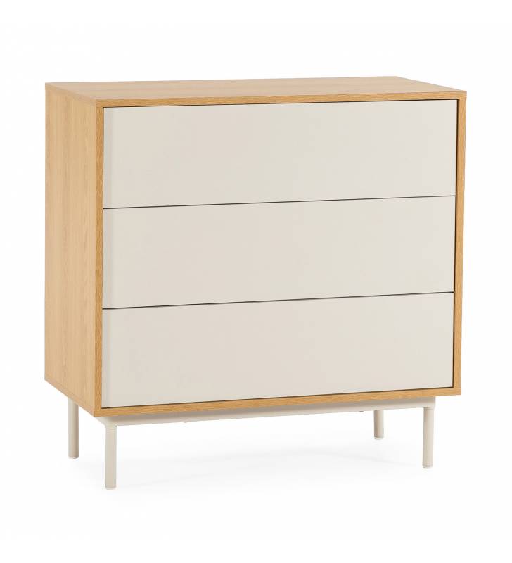 Cómoda 80 cm Ancho Roble Gris Kamila Top Mueble