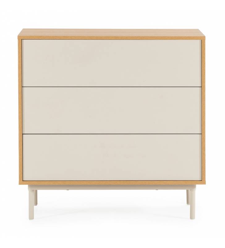 Cómoda 80 cm Ancho Roble Gris Kamila Top Mueble 3