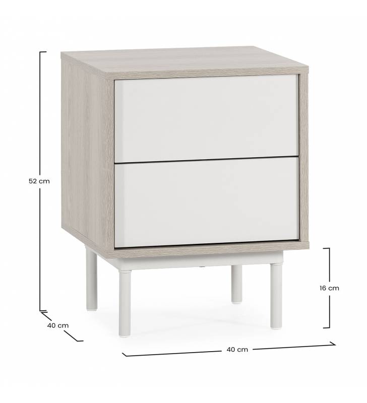 Mesitas de Noche Roble Gris Kamila Top Mueble Dimensiones