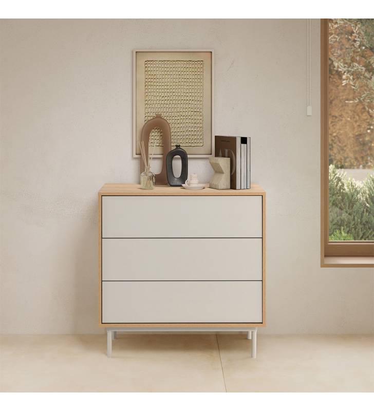 Cómoda Dormitorio Roble Gris Kamila Top Mueble Ambiente