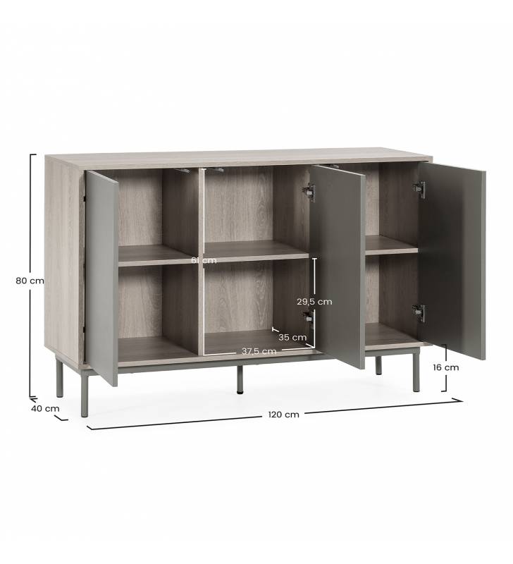 Aparador 120 cm Roble Verde Kamila Top Mueble Dimensiones