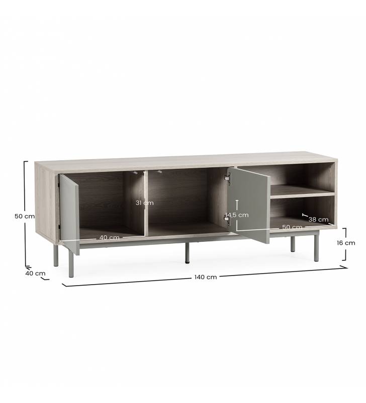Mueble Tv 140 cm Roble Verde Kamila Top Mueble Dimensiones