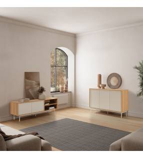 Conjunto Mueble TV y Aparador Roble Gris Kamila Top Mueble