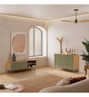 Conjunto Mueble TV y Aparador Roble Verde Kamila Top Mueble