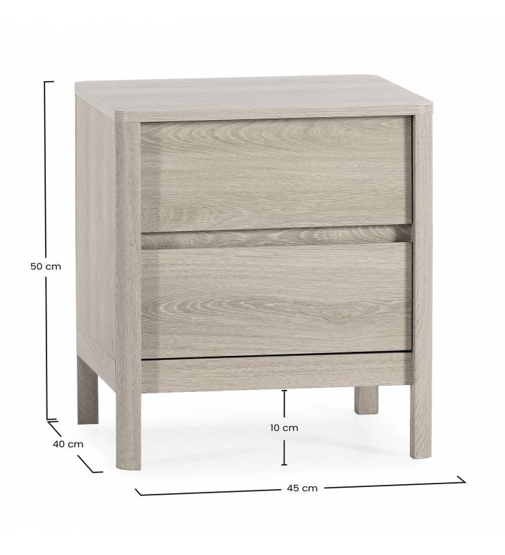 Mesita de Noche 45 cm Roble Nassaua Top Mueble Dimensiones