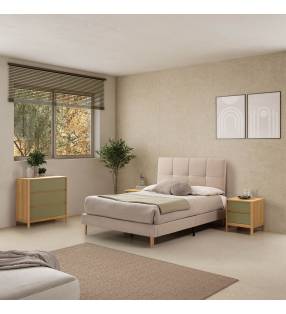 Conjunto Mesitas y Cómoda Roble Verde Nassaua Top Mueble Ambiente