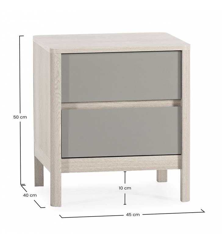 Mesita de Noche Roble Verde Nassaua Top Mueble Dimensiones