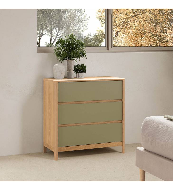 Cómoda Dormitorio Roble Verde Nassaua Top Mueble Ambiente