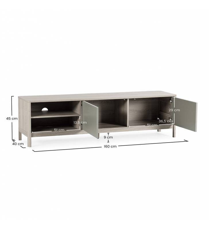 Mueble TV 160 cm Roble Verde Nassaua Top Mueble Dimensiones