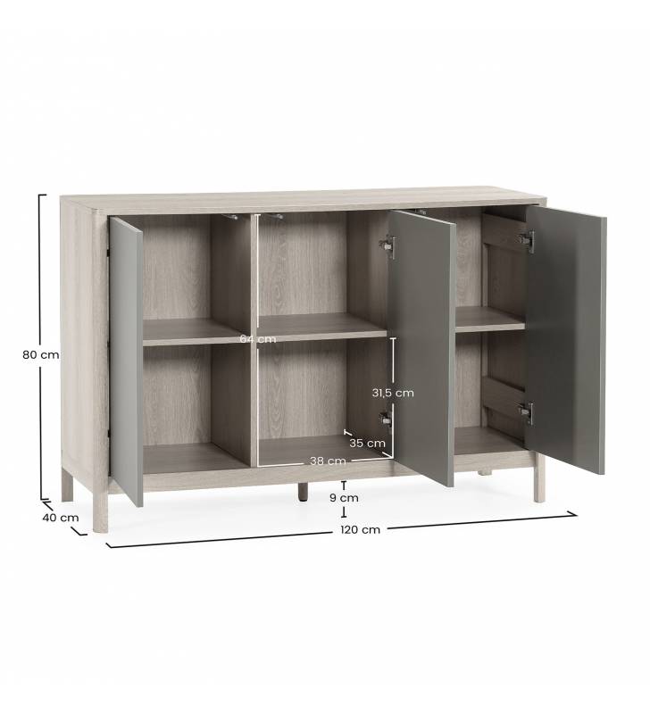 Aparador 120 cm Roble Verde Nassaua Top Mueble Dimensiones