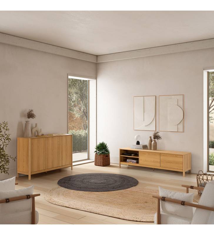 Conjunto Mueble TV y Aparador Roble Nassaua Top Mueble