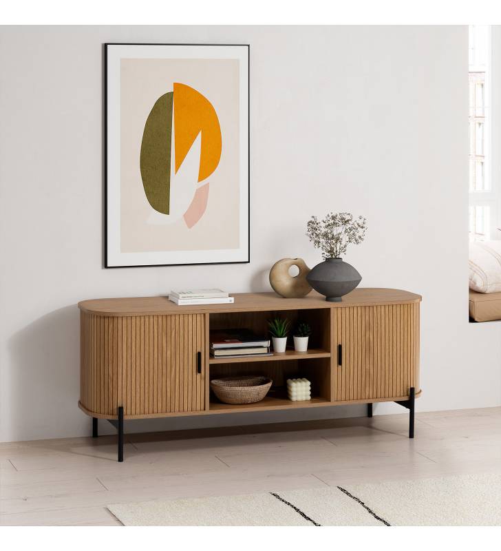 Mueble TV Puertas Correderas Roble Carolina Top Mueble Ambiente